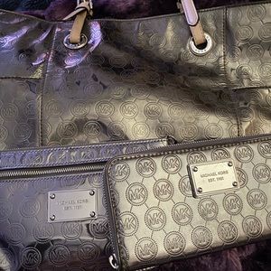 Michael Kors Silver Mirrored Bag-Wallet-Wristlet.